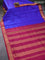 10 yards silk saree blue and dark magenta pink with plain body and zari woven border