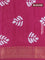 Semi gadwal saree dark magenta pink with allover batik prints and zari woven border