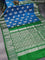 Venkatagiri silk saree cs blue and green with silver zari woven buttas and rich zari woven border