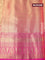Pure kanjivaram tissue silk saree cream and pink with allover floral zari woven buttas and long rich zari woven border