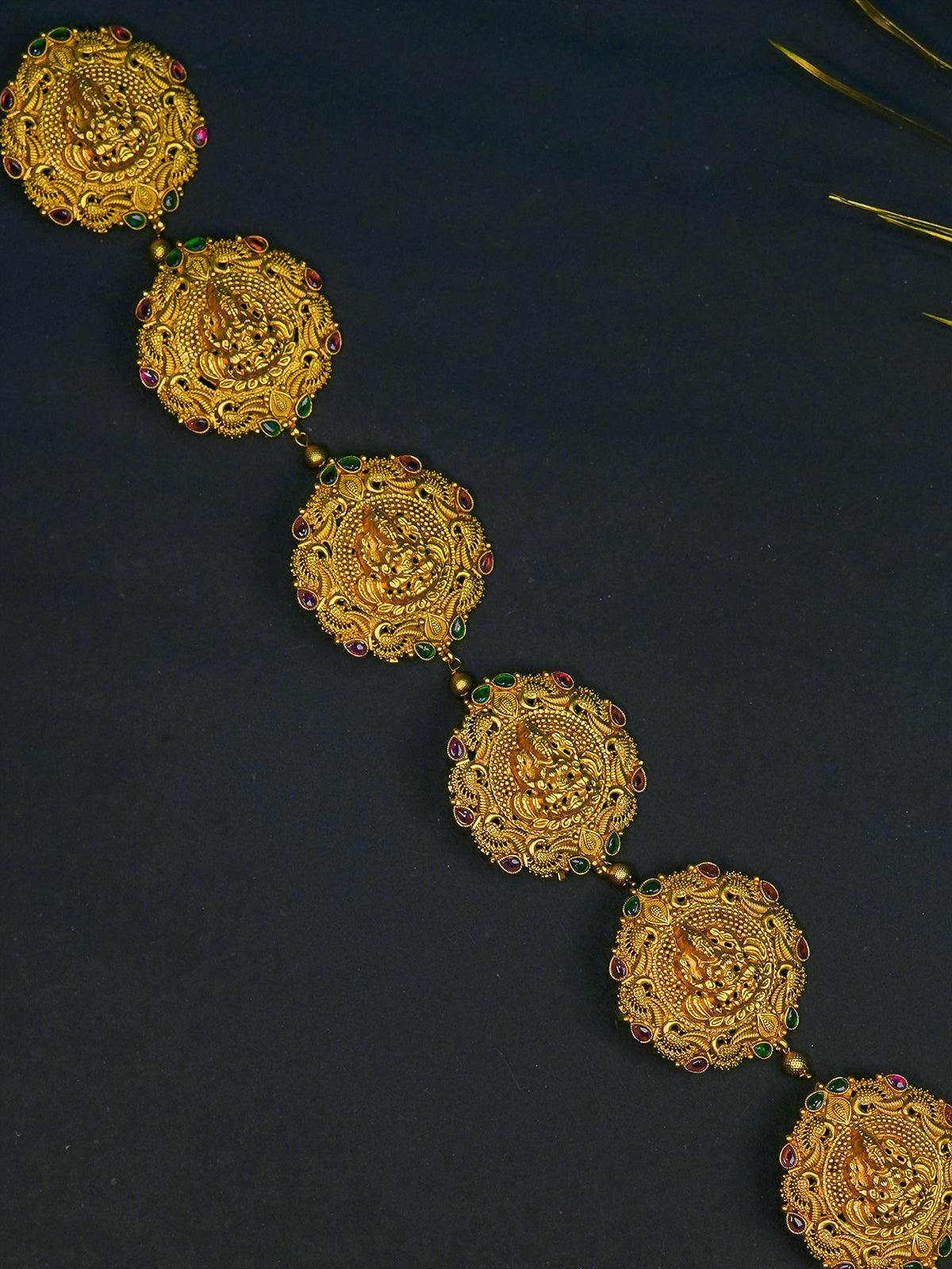 Antique lakshmi design jada billai with kemp stone