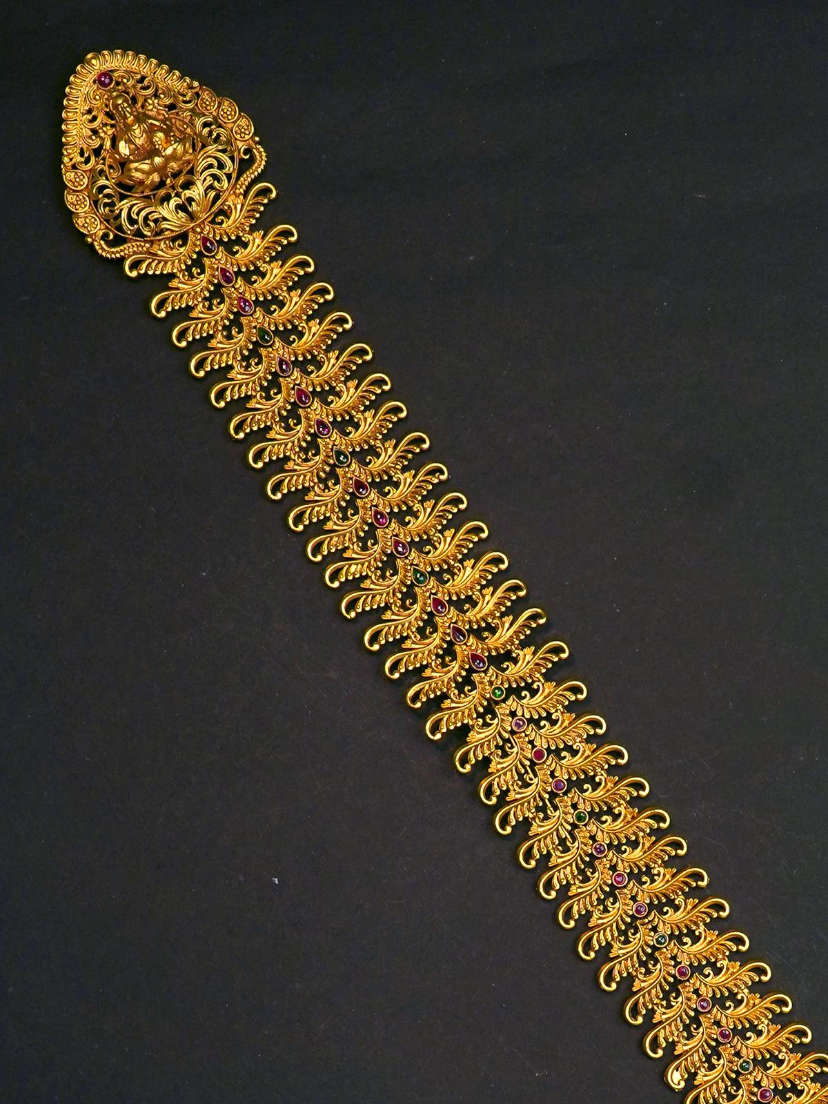 Antique lakshmi jada billai with kemp stone