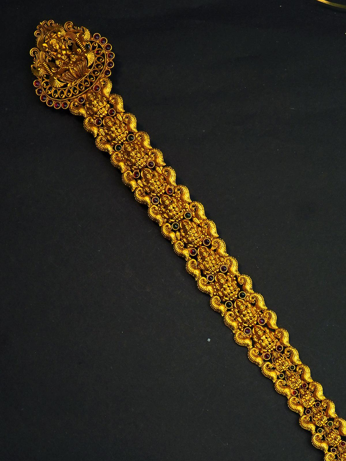 Antique lakshmi jada billai with kemp stone