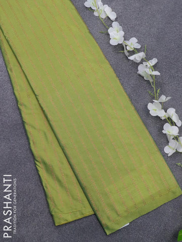 Arani semi silk saree dual shade of green and yellow with allover zari weaves in borderless style