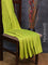 Arani semi silk saree fluorescent green and yellow with allover copper zari weaves in borderless style