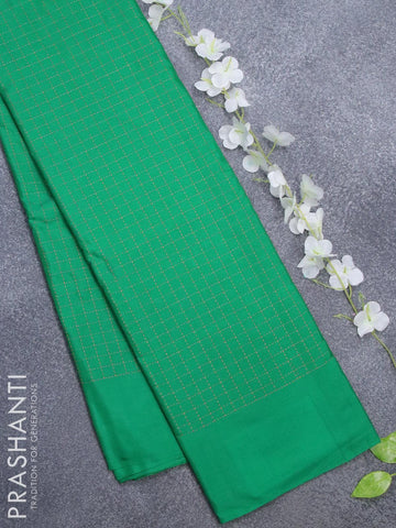 Arani semi silk saree green and dual shade of maroon with allover copper zari checked pattern and simple border