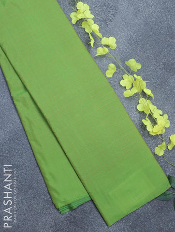 Arani semi silk saree light green with allover zari checked pattern and simple border