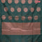 Banarasi cotton saree dark green with copper zari woven buttas and piping border