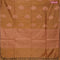 Banarasi cotton saree mustard shade with copper zari woven buttas and piping border