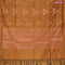 Banarasi cotton saree mustard yellow with copper zari woven buttas and piping border