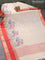 Banarasi kota tissue saree off white and red with floral design embroidery work and rettapet zari woven border