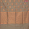 Banarasi semi cotton saree chikku shade with copper zari woven geometric buttas and piping zari woven border