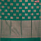 Banarasi semi cotton saree teal green with geometric copper zari woven buttas and zari woven piping border