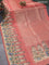 Banarasi tissue organza saree maroon shade with plain body and kalamkari printed border