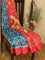 Bhagalpuri saree blue and pink with allover ikat prints and simple zari border - TFR5876