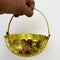 Gift Basket Gold Coated Flower Basket with Handle (Dia 7 Inches)