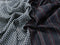 Chanderi silk cotton saree off white and black with allover geometric prints and kantha stitch work border