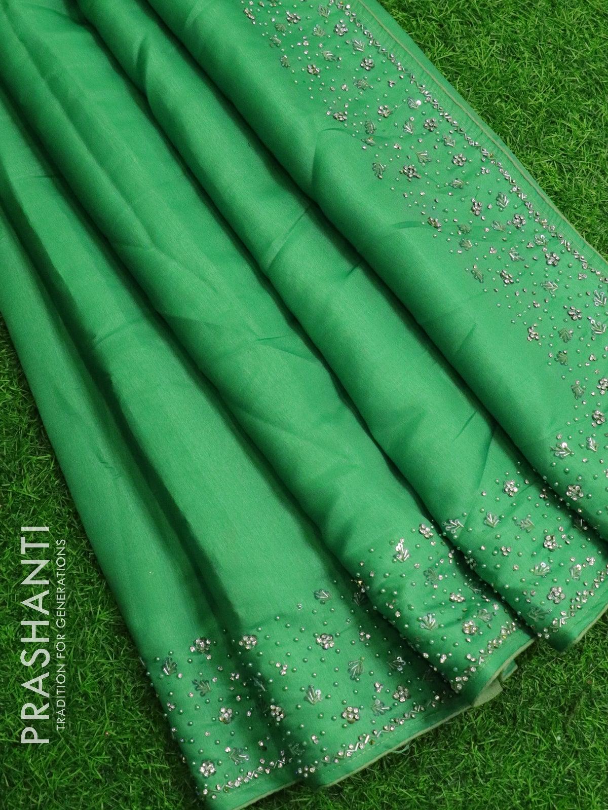 Chappa saree green with stone & beaded embroidery work