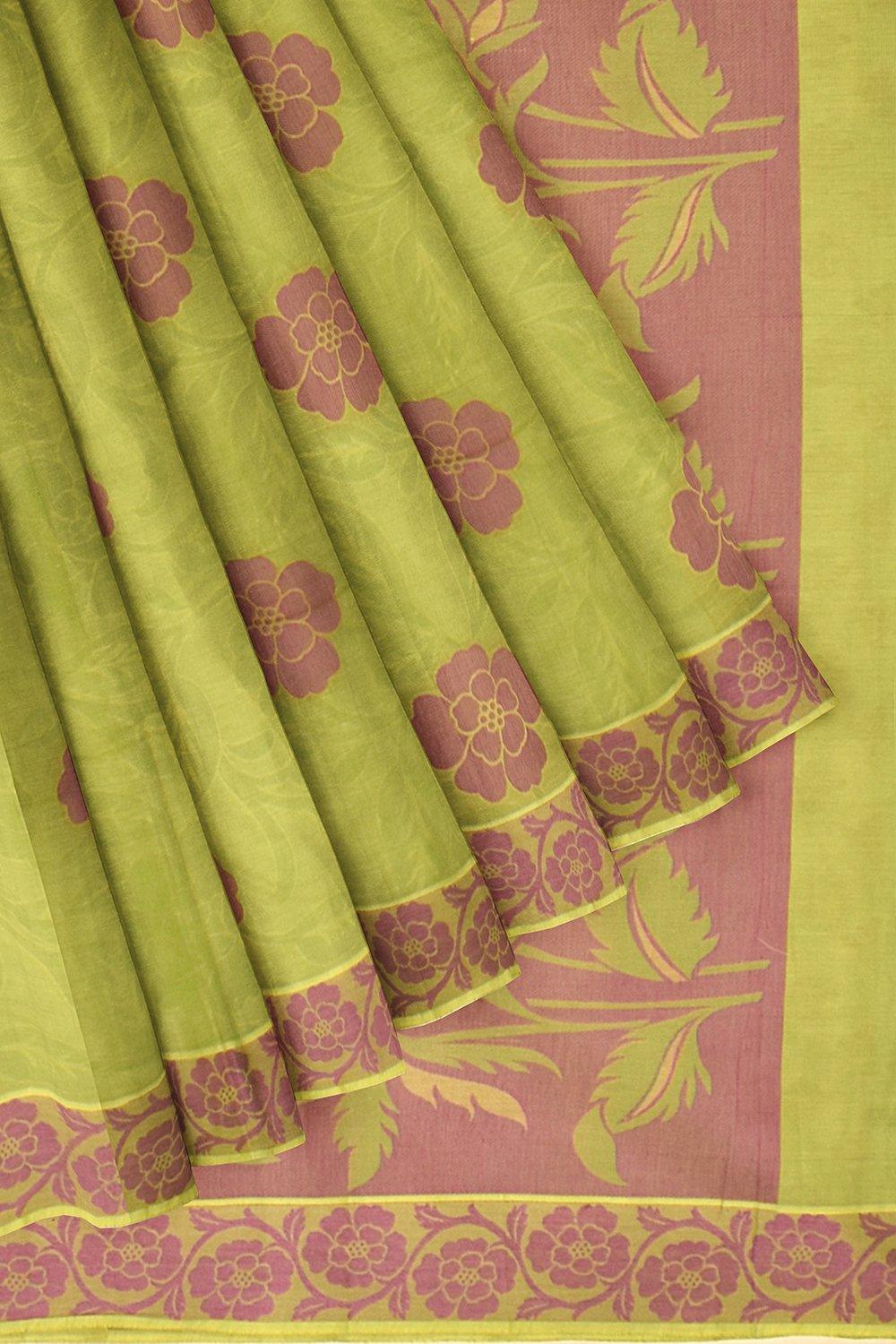 Coimbatore Butta Cotton Saree - Light Green