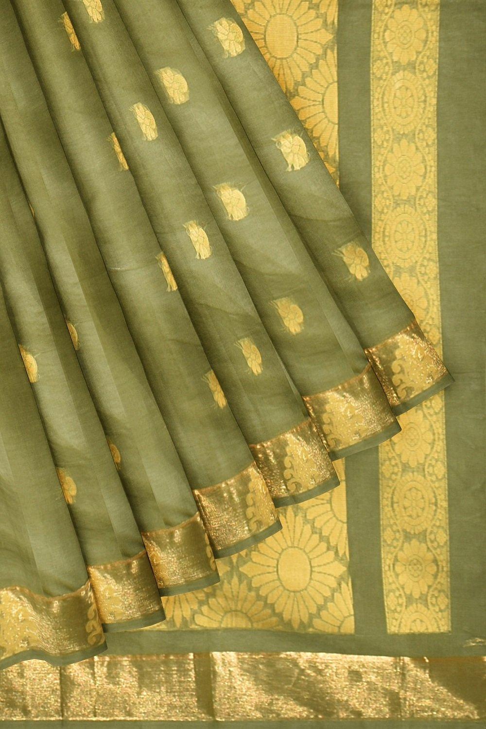 Coimbatore Cotton Butta Saree - Green