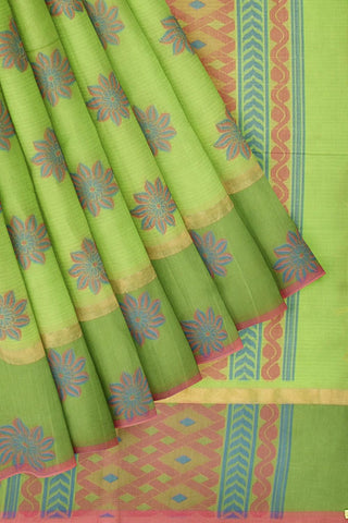 Coimbatore Cotton Butta Saree - Green