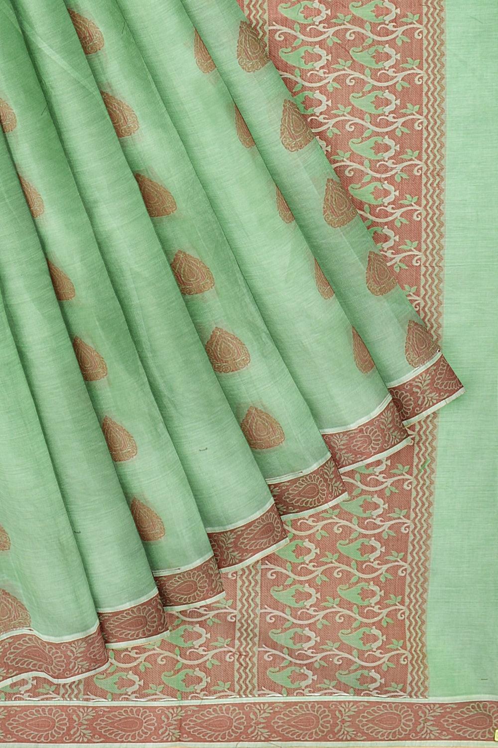 Coimbatore Cotton Butta Saree - Light Green