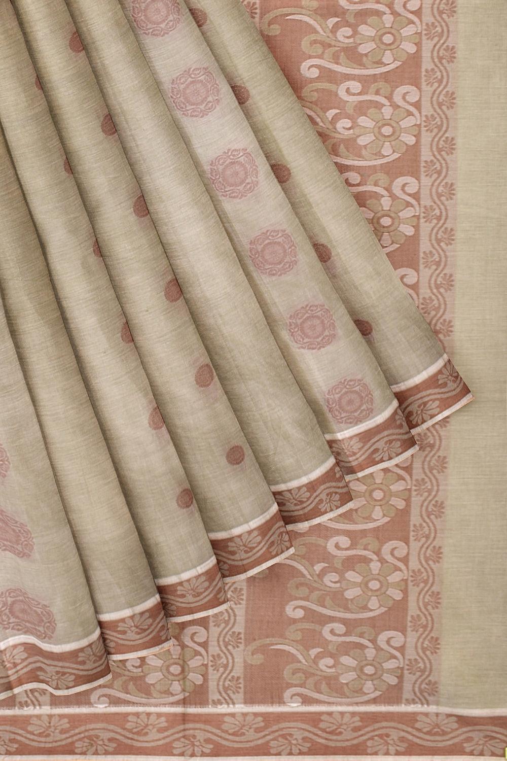 Coimbatore Cotton Butta Saree - Light Green