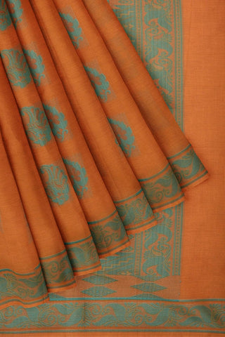 Coimbatore Cotton Butta Saree - Orange