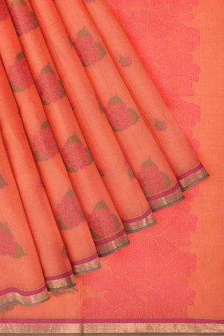 Coimbatore Cotton Butta Saree - Orange