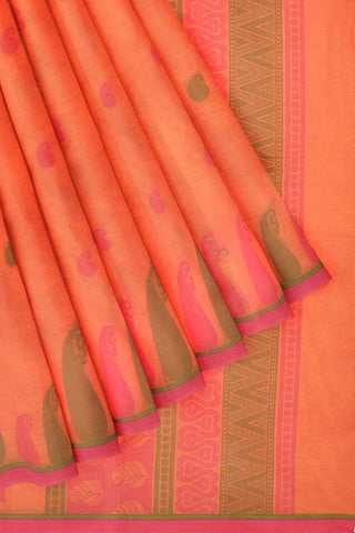 Coimbatore Cotton Butta Saree - Orange