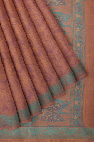 Coimbatore Cotton Emboss Saree - Brown