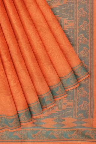 Coimbatore Cotton Emboss Saree - Orange
