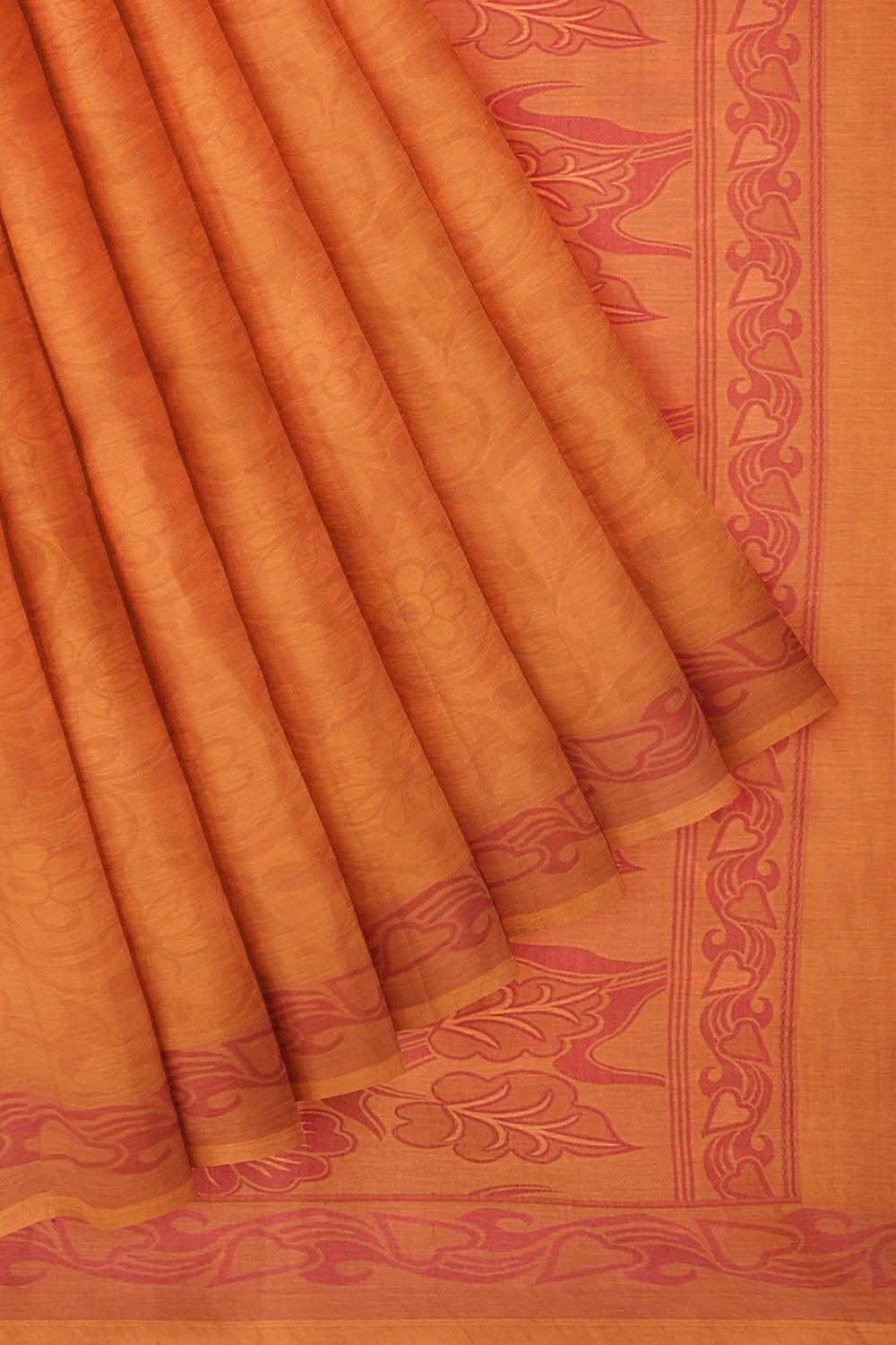 Coimbatore Cotton Emboss Saree - Orange
