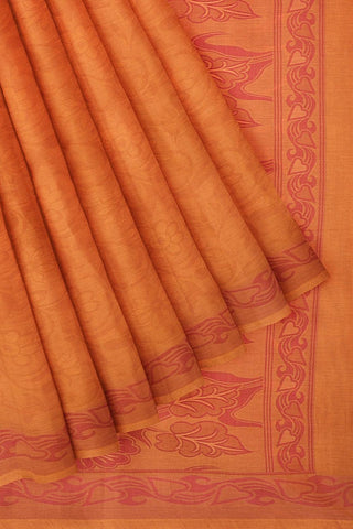 Coimbatore Cotton Emboss Saree - Orange