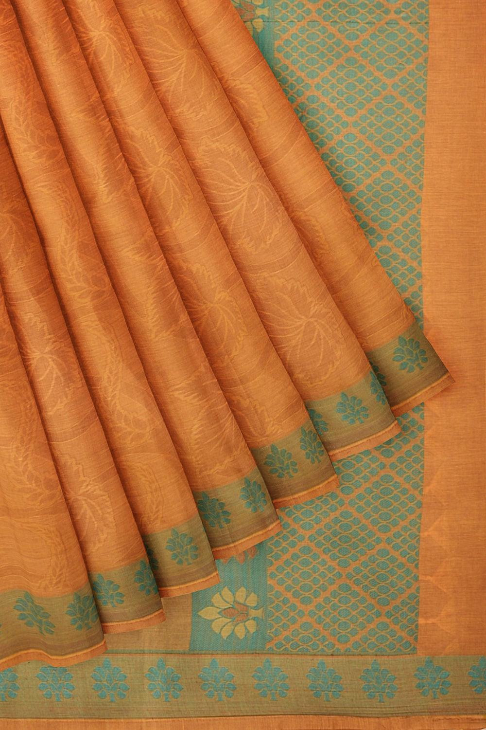 Coimbatore Cotton Emboss Saree - Orange