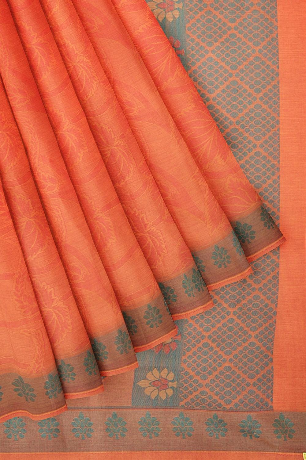 Coimbatore Cotton Emboss Saree - Orange