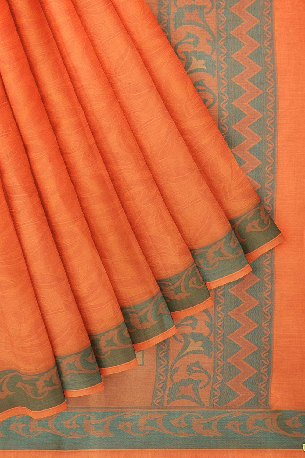 Coimbatore Cotton Emboss Saree - Orange