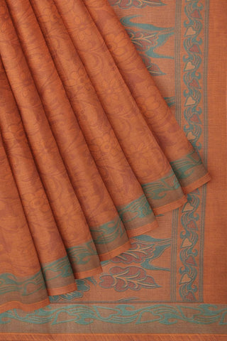Coimbatore Cotton Emboss Saree - Orange