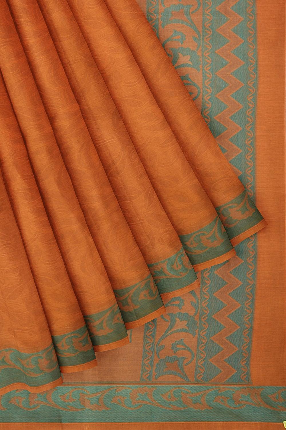 Coimbatore Cotton Emboss Saree - Orange