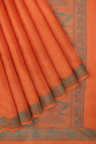 Coimbatore Cotton Emboss Saree - Orange