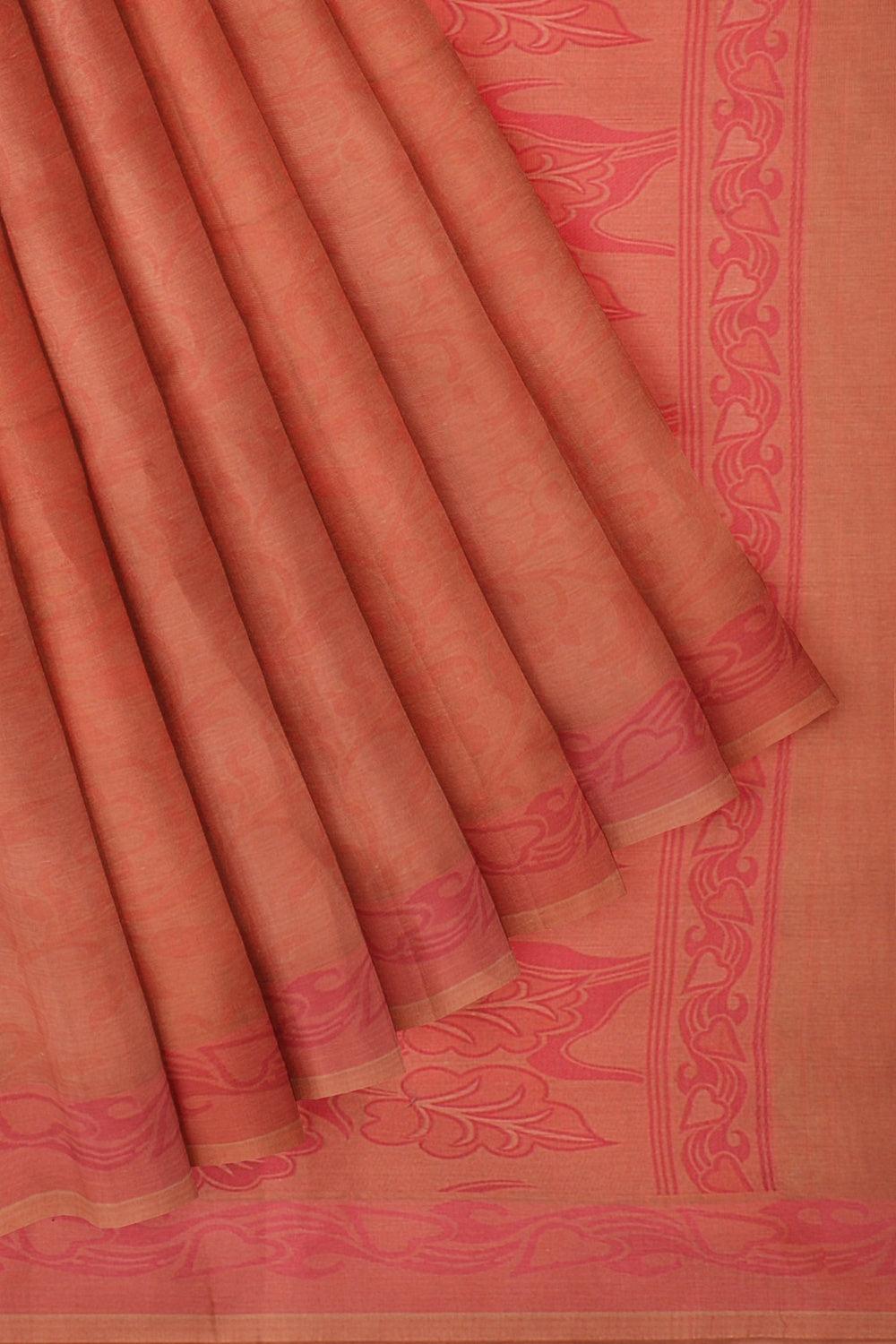 Coimbatore Cotton Emboss Saree - Orange