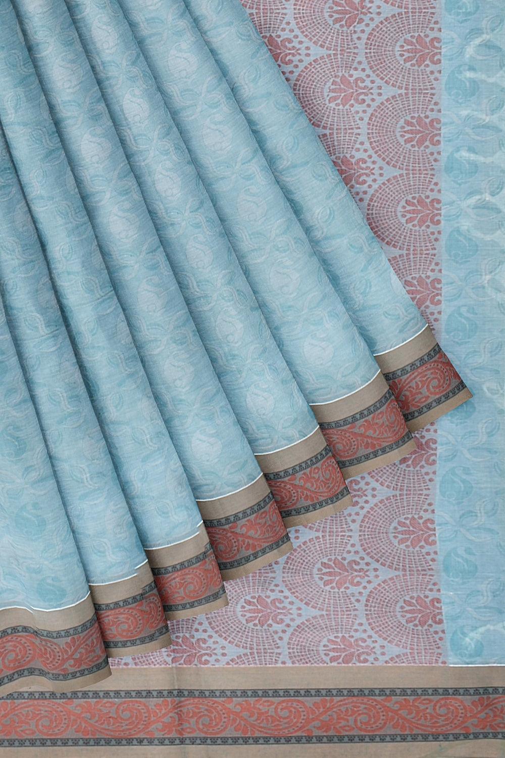 Coimbatore Cotton Fancy Emboss Saree - Blue