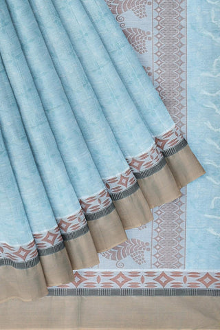 Coimbatore Cotton Fancy Emboss Saree - Light Blue