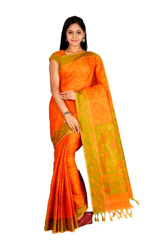 Coimbatore Cotton Saree - Orange