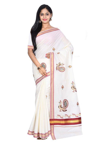 coimbatore Cotton Saree - White