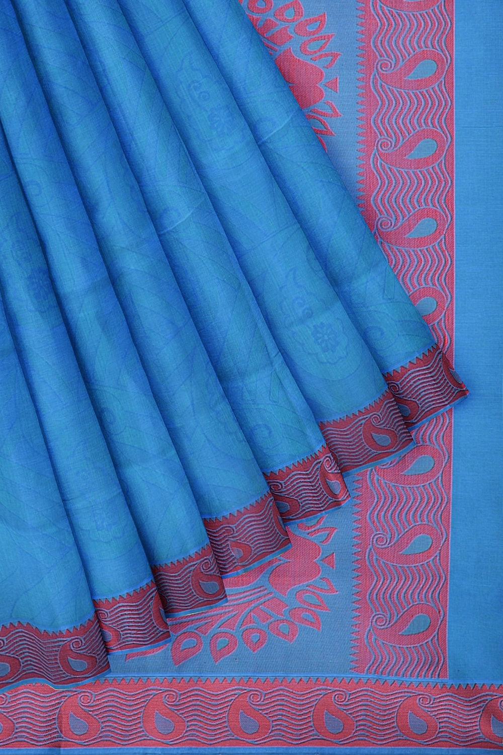 Coimbatore Emboss Cotton Saree - Blue