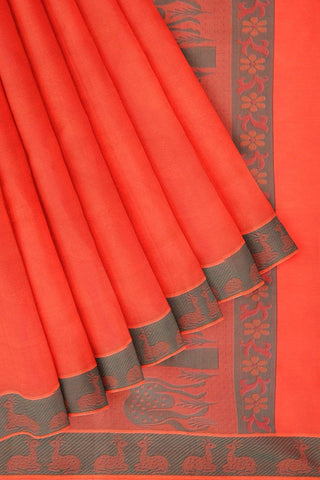 Coimbatore Emboss Cotton Saree - Orange