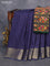 Dola silk saree blue and green with zari checked pattern and zari woven border with embroidery work blouse