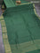 Dola silk saree green and pastel pink with zari checked pattern and zari woven border with embroidery work blouse