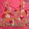 Dola silk saree green and pink with zari checked pattern and zari woven border with embroidery work blouse